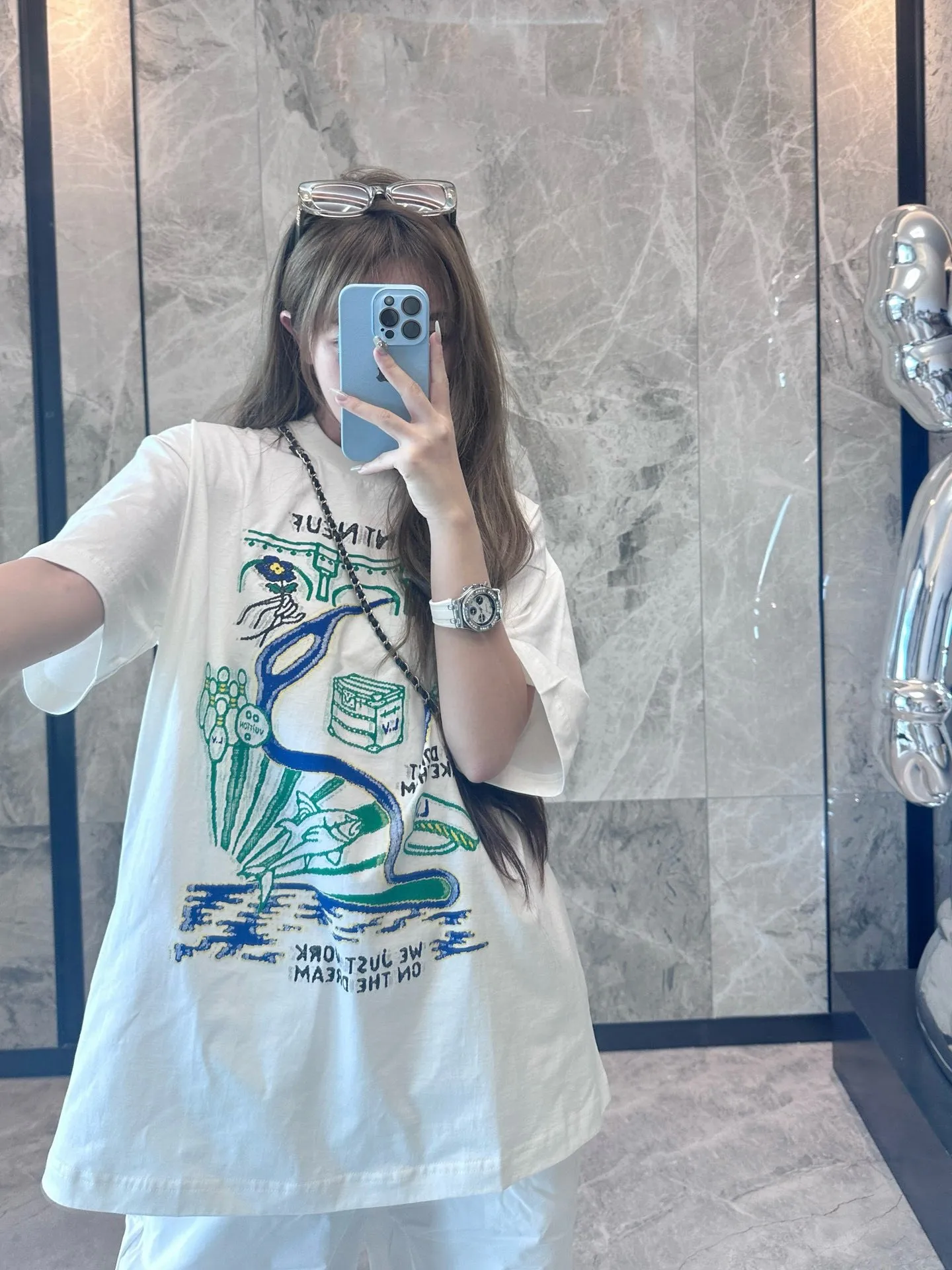 Louis Vuitton/Louis Vuitton 25ss multi-element printed short sleeves